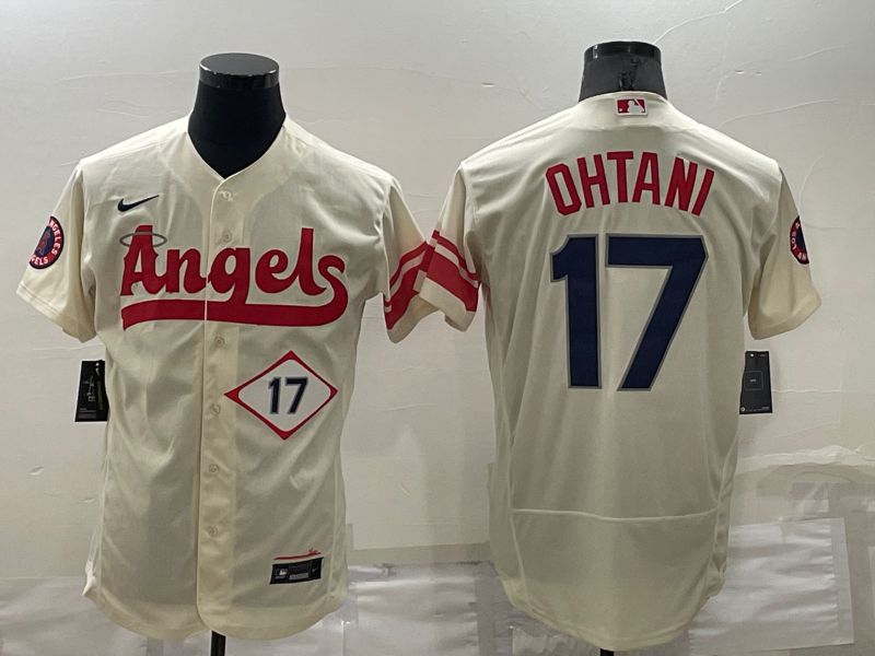 Men Los Angeles Angels 17 Ohtani Cream City Edition Elite Nike 2022 MLB Jerseys